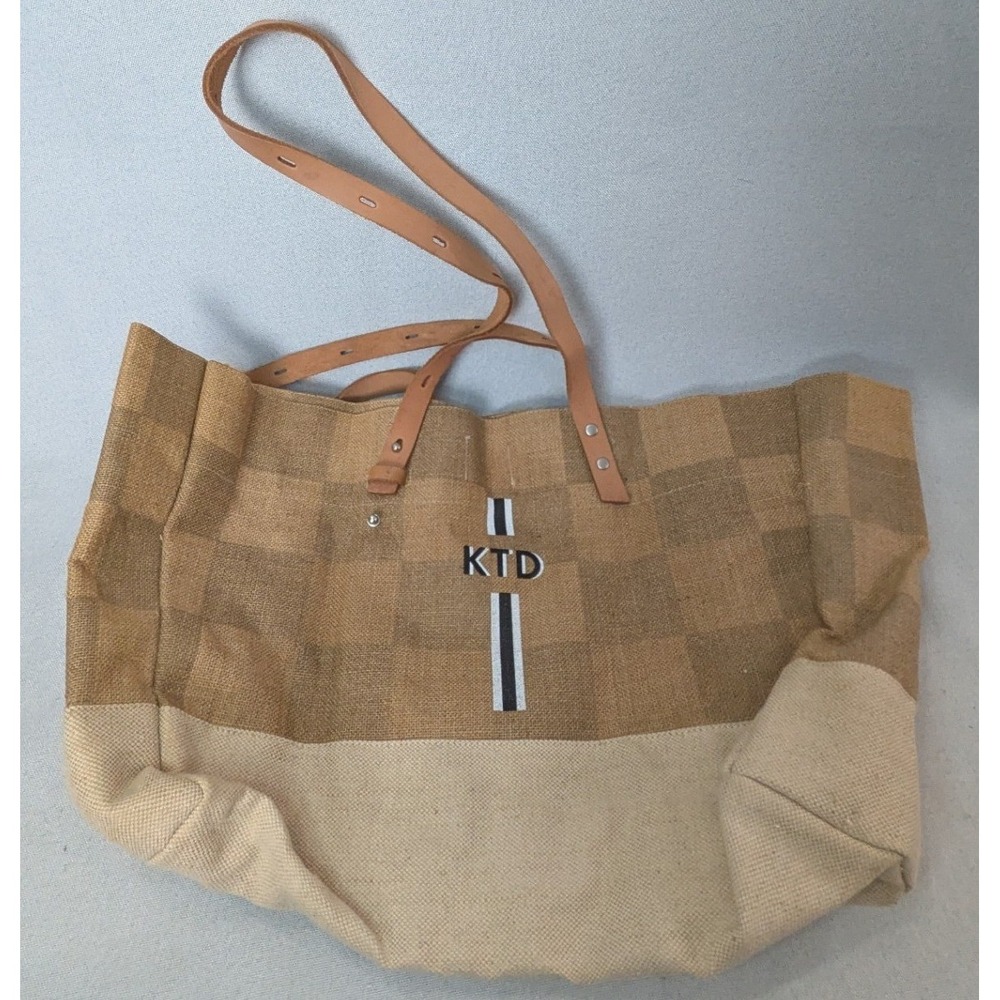 Apolis Market Bag Tote Unisex Large Tan Checkered Leather Straps BD-ML04N-OS